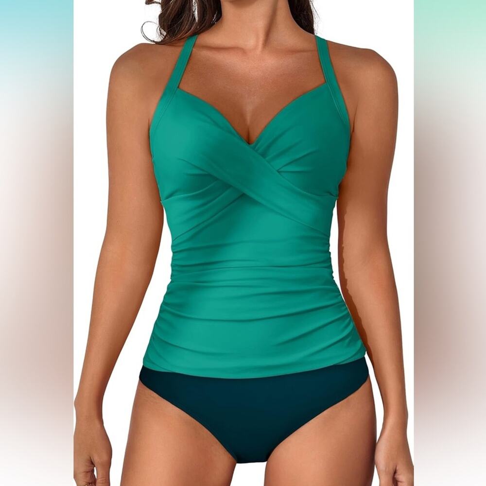 B2Prity-Teal Green Tankini swim- M NWT